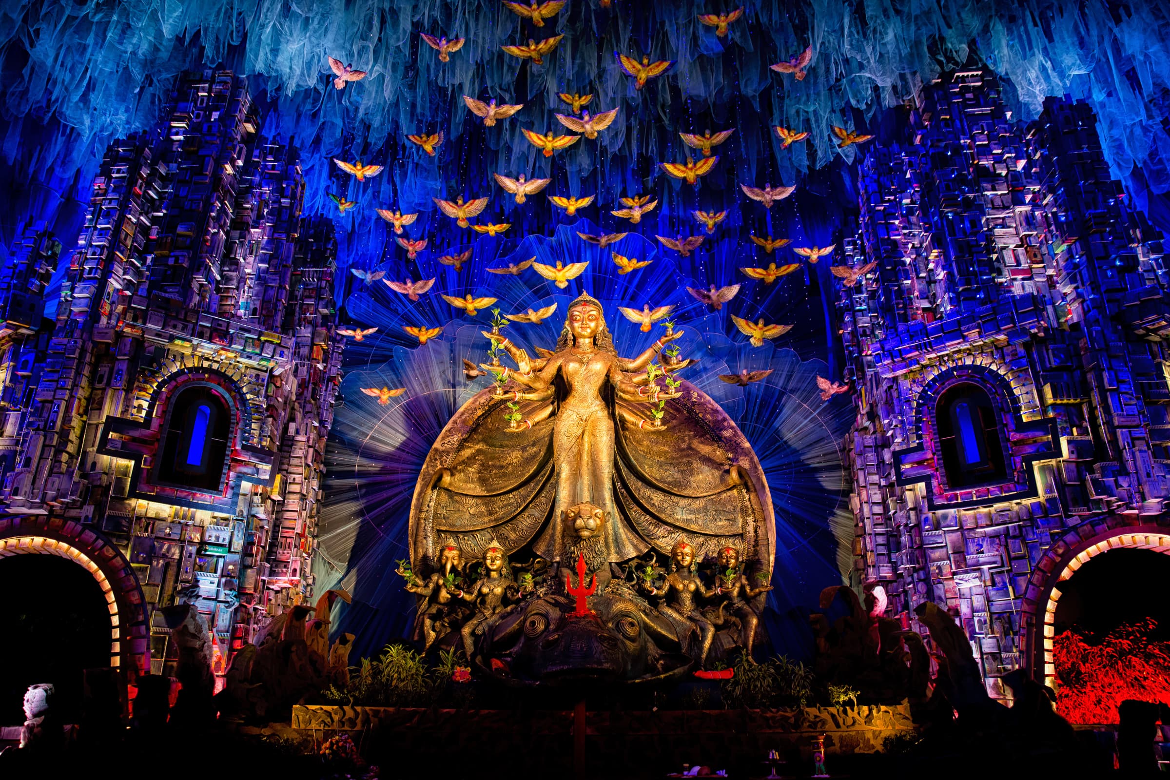 Durga Puja is at once a state-wide gallery of installations, a peak tourist attraction and an economic juggernaut worth billions. (Pictures by West Bengal Government)