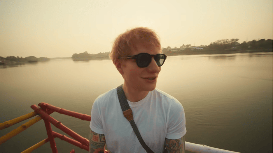 Watch the sunset create ‘Fireworks in the sky’ on the Hooghly riverbank. (Still from Ed Sheeran's YouTube channel)