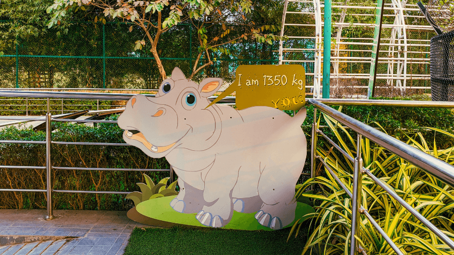 <p>A friendly reminder of just how big the wild can be — this playful hippo cut-out makes learning fun for children.</p>