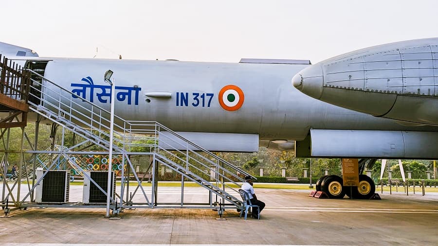 <p>A metal ramp leads visitors inside the fuselage.</p>