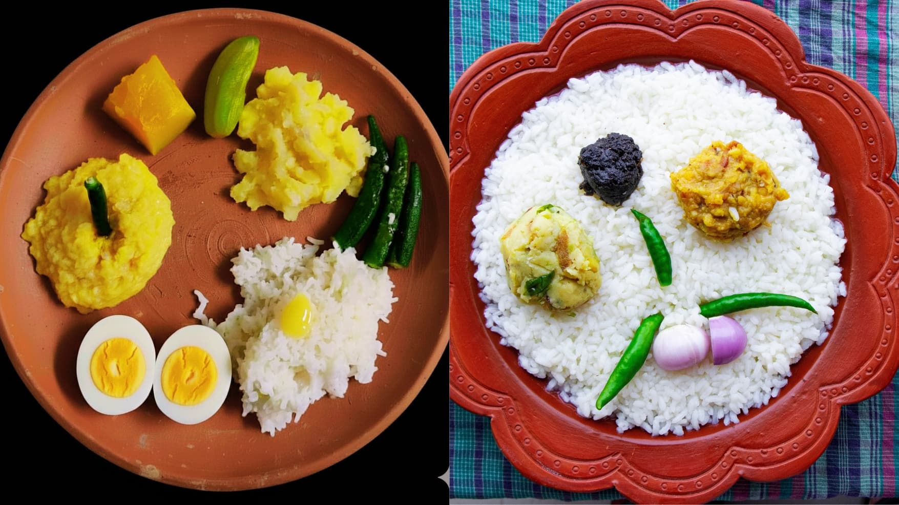 Bhaate Bhaat and Panta Bhaat — two humble rice traditions for simple, everyday nourishment. (Picture on left AI generated; picture on right Shutterstock)