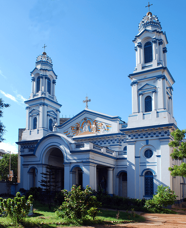<p>The Portuguese Church in Kolkata is distinctive because of its twin white towers. (Picture by Rangan Datta)</p>