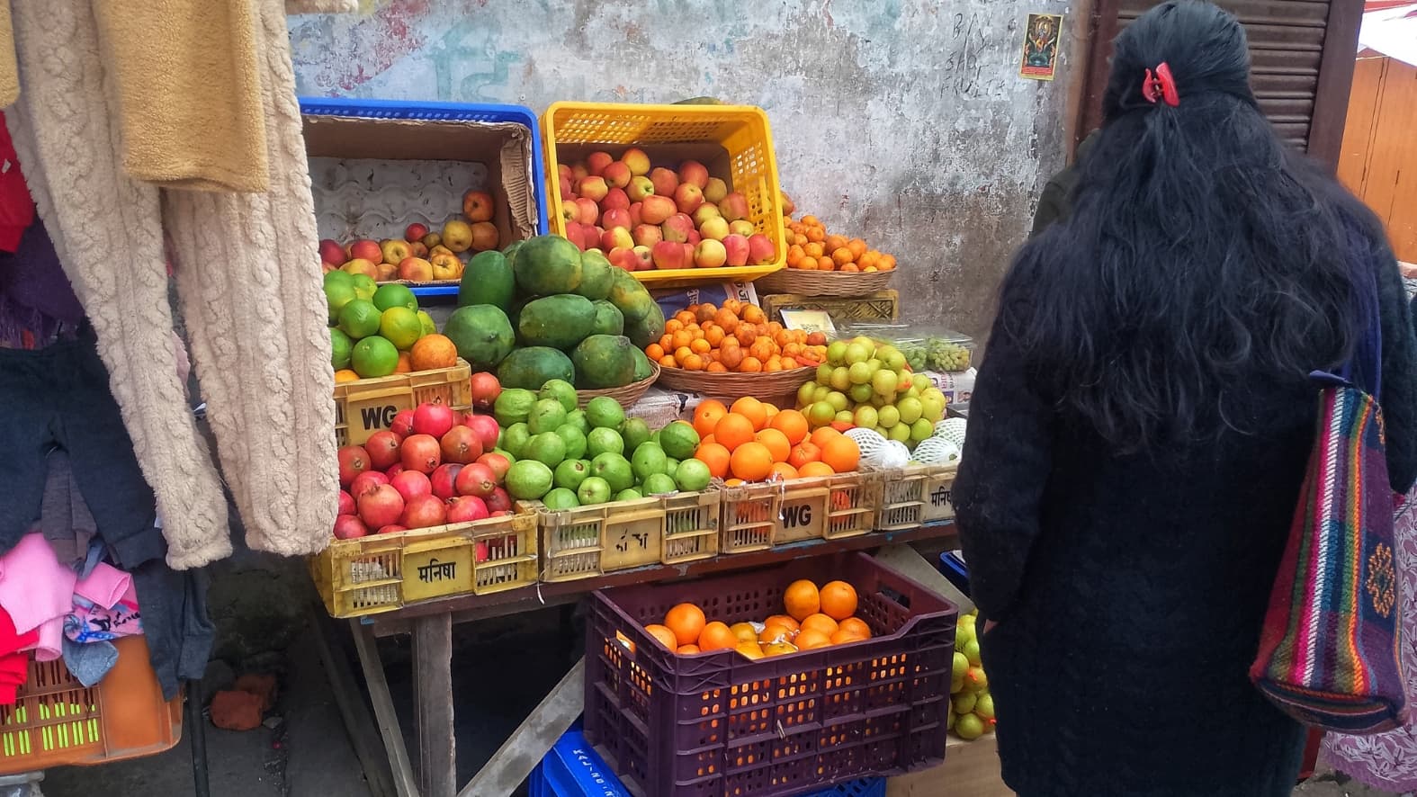 <p>Fresh seasonal fruits on display at Kurseong’s haat bazaar. (Picture by Purav Pradhan)</p>