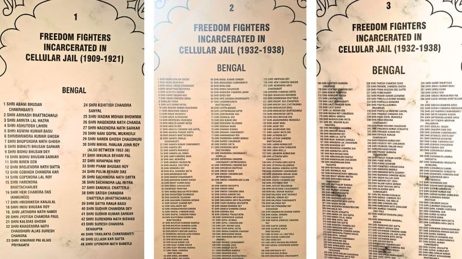 <p>A haunting list of incarcerated freedom fighters. (Pictures by Bishnupriya Banerjee)</p>