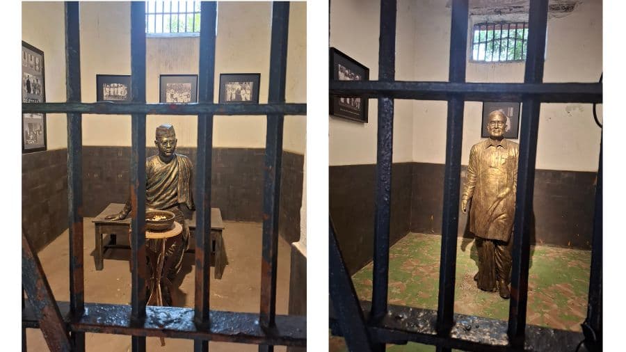 <p>Life-size models of prominent freedom fighters grace the cells where they were originally imprisoned. (Pictures by Bishnupriya Banerjee)</p>