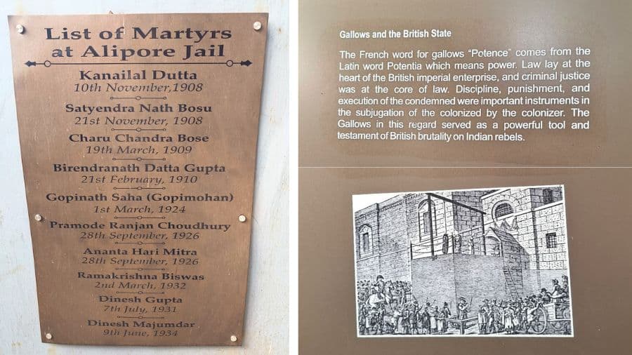 <p>The history and the names of the victims of the gallows at the Alipore Jail. (Pictures by Bishnupriya Banerjee)</p>