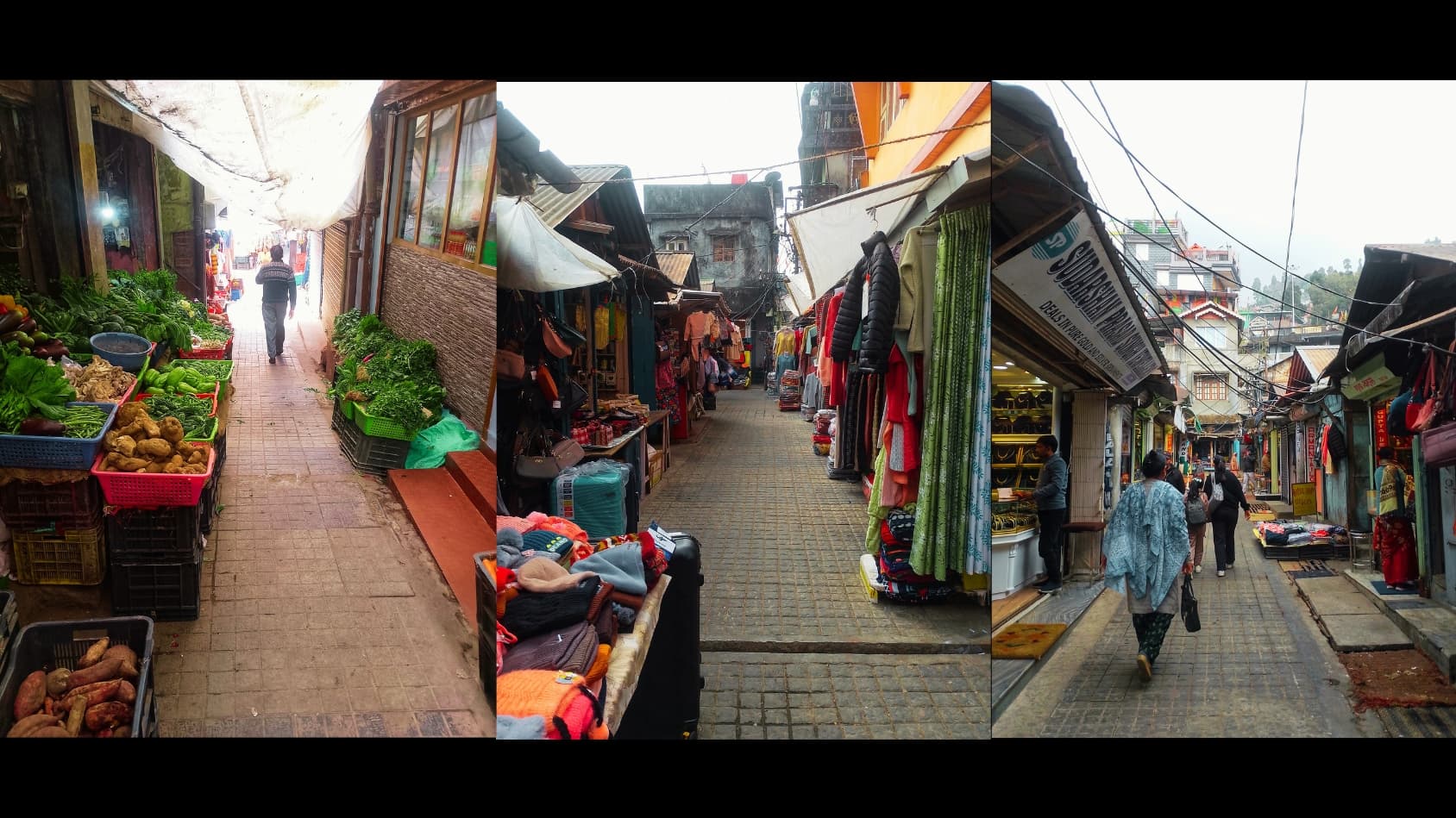 <p>The town’s local market selling produce, snacks, and everyday essentials. (Pictures by Purav Pradhan)</p>