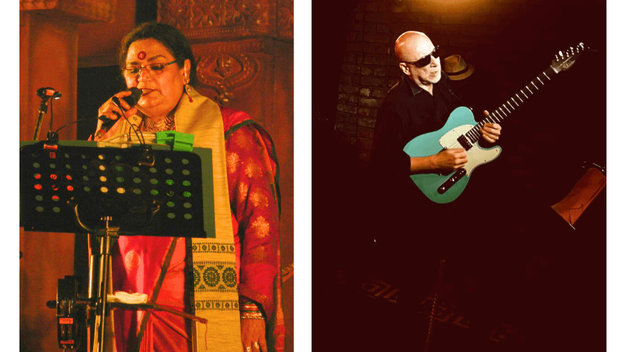 <p>Usha Uthup has always been Kolkata live music's shining star. (Picture by Krupasindhu Muduli, Wikimedia Commons); Amyt Datta is another well respected name in the live music scene. (Picture by the venue)</p>
